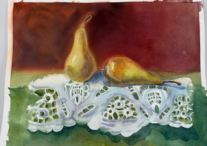 Two Pears on Lace