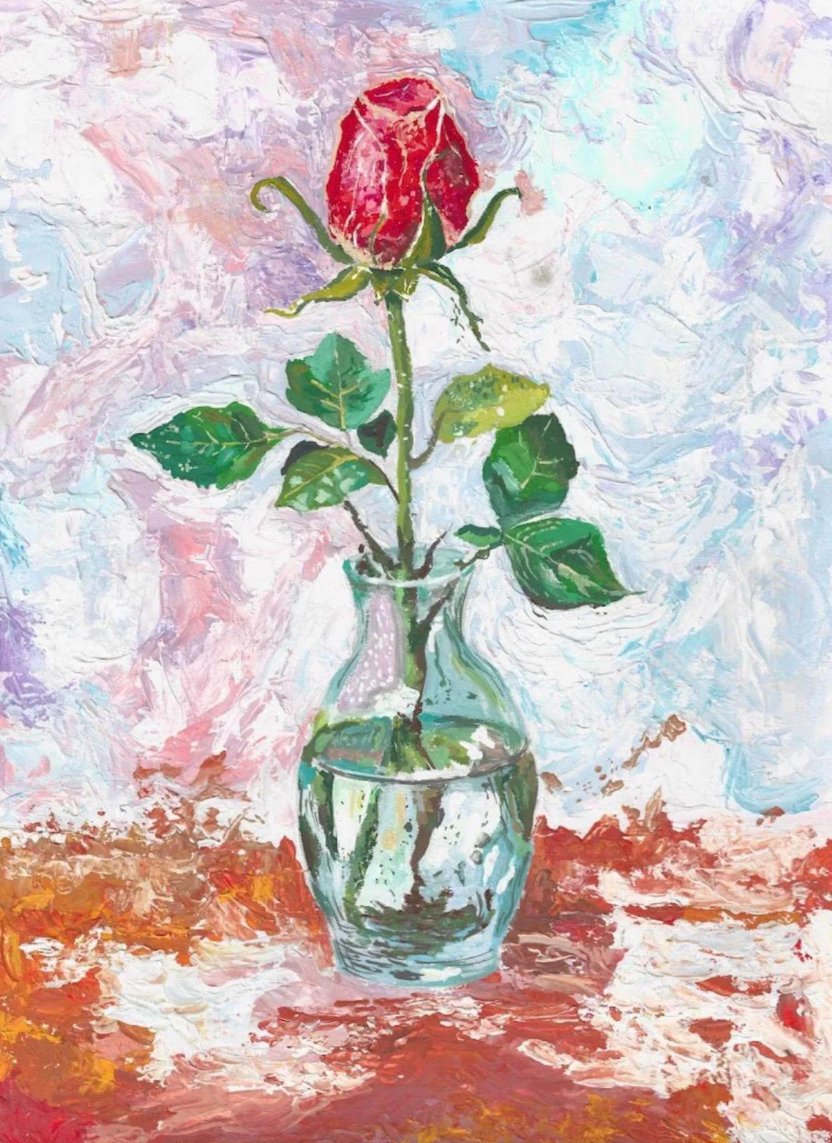 Before the Bloom, 2026, Art Liard, mixed media on paper, rose still life from the G Gallery catalog, art3f Paris 2026
